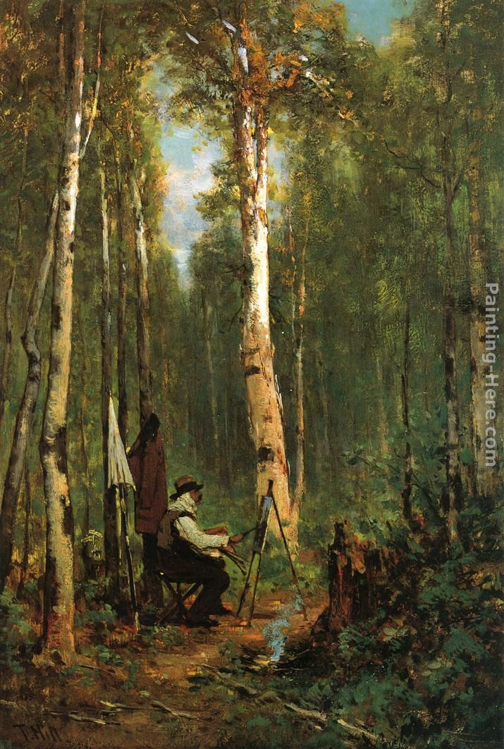 Artist at His Easel in the Woods painting - Thomas Hill Artist at His Easel in the Woods art painting